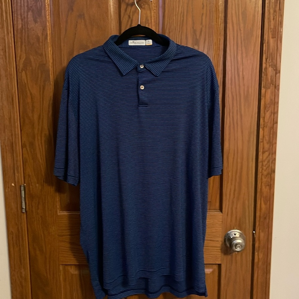 Men’s striped polo shirt, light blue dark blue